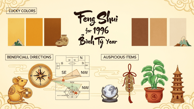 Phong Thủy Tuổi Bính Tý 1996: Màu Sắc, Hướng, Vật Phẩm Hợp Tuổi